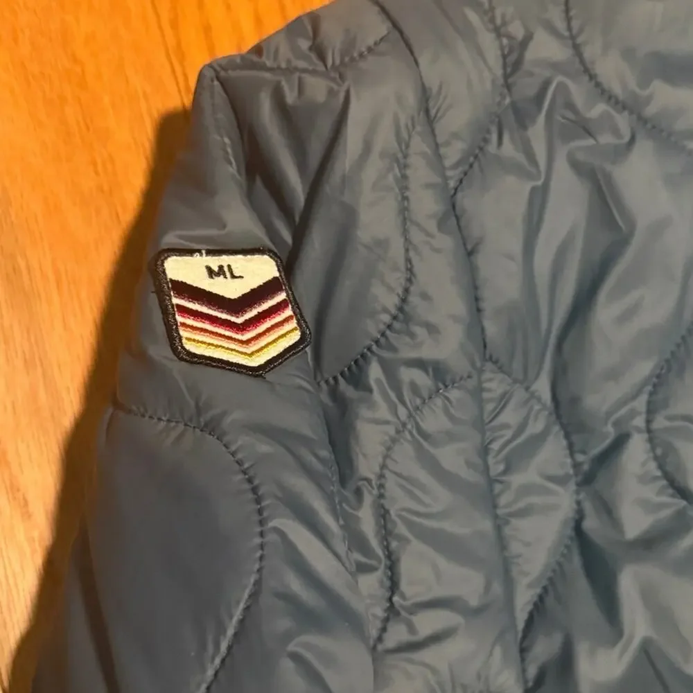 NEW Marine Layer Orion Blue & Natural Quilted Bariloche Sherpa Jacket Size XL